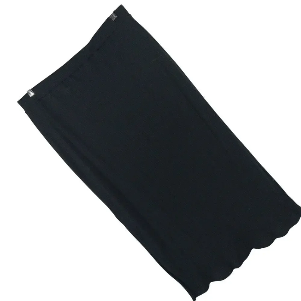 OLD NAVY! RICH, SATURATED BLACK RIBBED KNIT, ELASTIC WAIST SKIRT! SZ XL